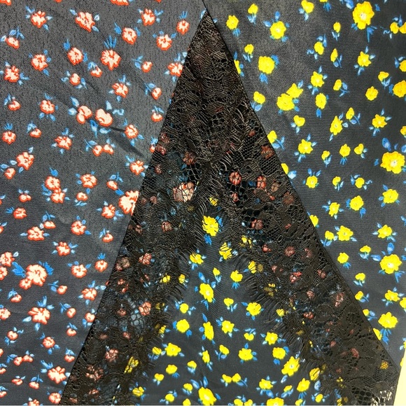 TOPSHOP Hoodie Sweatshirt Hybrid Floral Lace Asymmetrical Hem MIDI Dress Size 4 - Picture 9 of 14